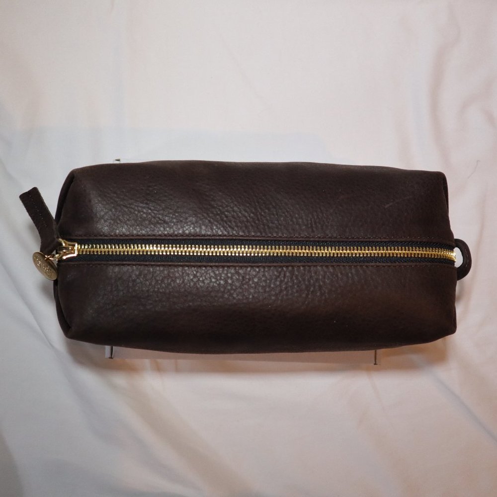 CLARE V. -  Vintage Brown Leather Toiletry Case